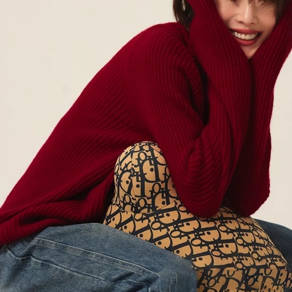 100% cashmere sweater women loose thickening age reduction niche vintage red - Picture 6 of 9